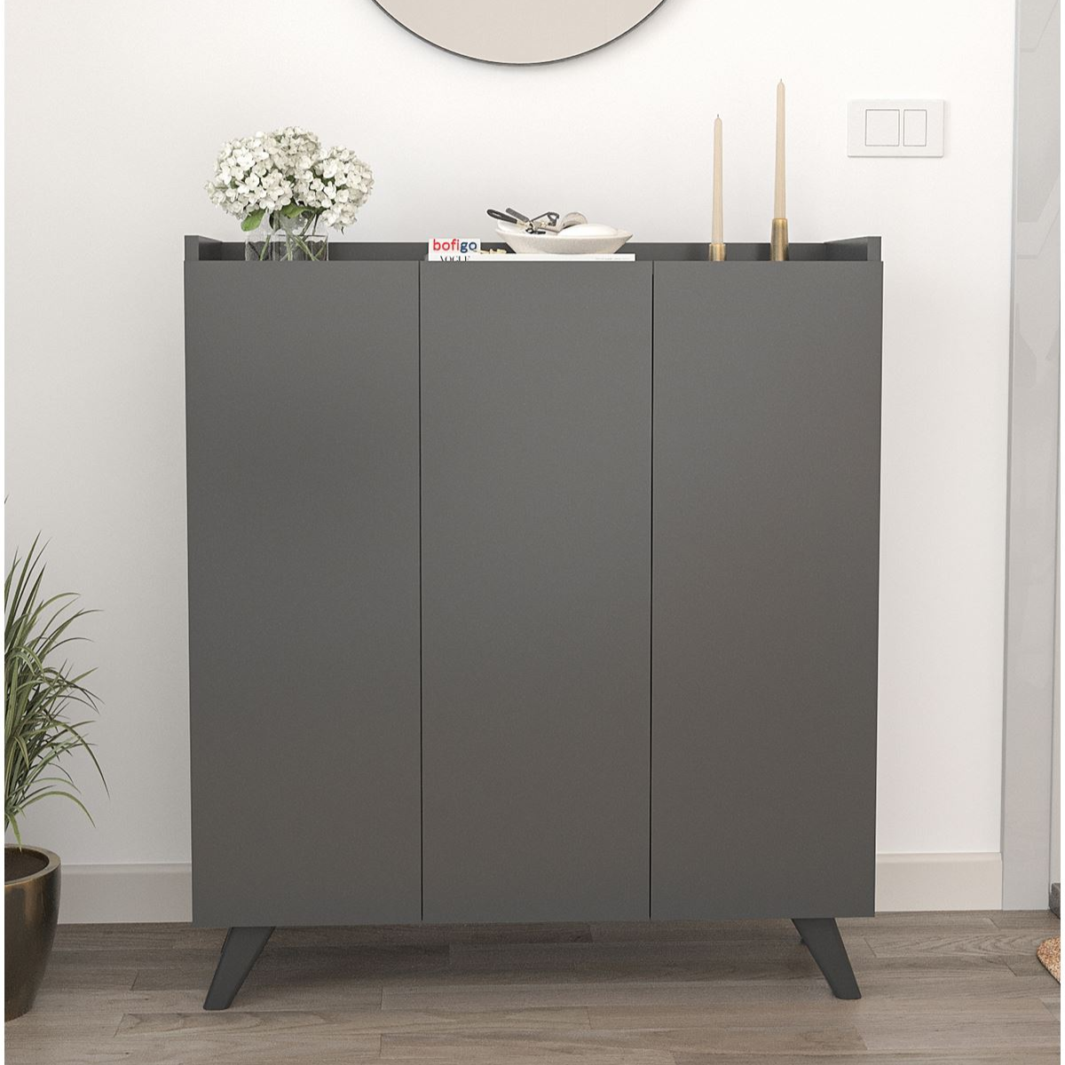 RESIGILAT - Dulap multifunctional cu 3 usi, Design scandinav modern 103.5 x 90 x 30cm
