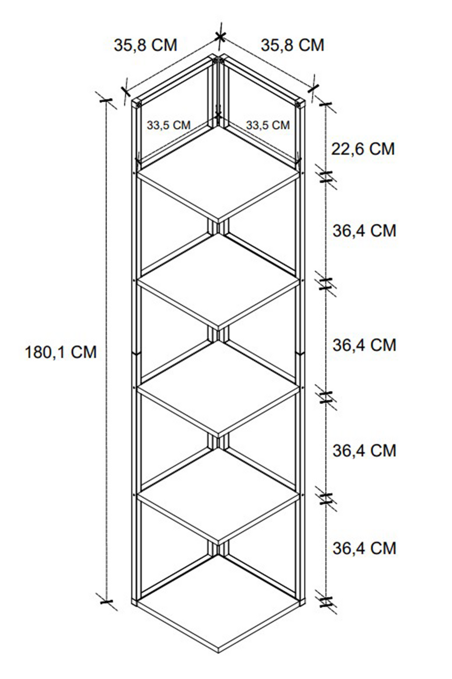 Suport Inalt de Colt pentru Plante cu 5 Rafturi, Cadru Metalic, 36 x 180 cm
