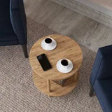 Masuta Cafea Rotunda Lemn Picioare Metalice Design Modern Gri Antracit - detaliu produs