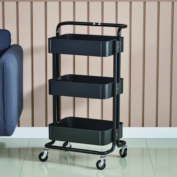 Raft portabil cu 3 nivele – cu cosuri metalice si roti rotative 360°