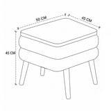 NOYA Noptiera Tapitata Crem 50x45x45cm Design Scandinav Picioare Conice - detaliu produs