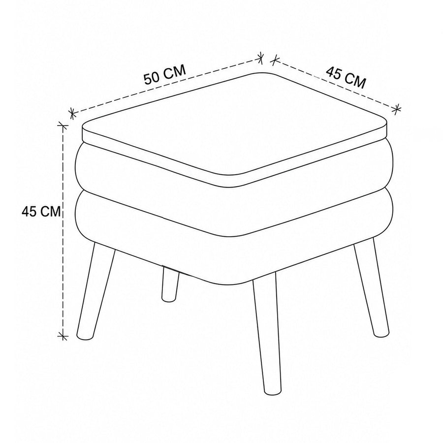 NOYA Noptiera Tapitata Crem 50x45x45cm Design Scandinav Picioare Conice - detaliu produs
