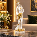 Statuetă Decorativă Premium „Zeița Abundenței”, Alb-Auriu, din Rășină Finisată – 29 × 10 × 10 cm