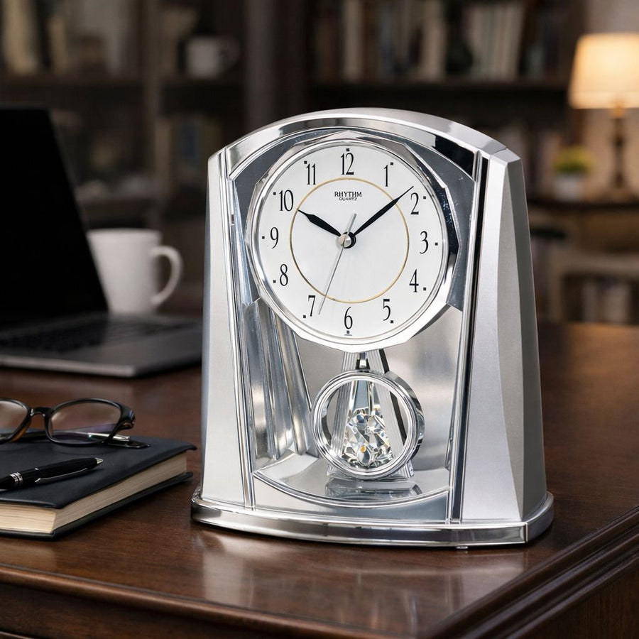 Ceas de masa cu pendul decorativ 21.3x17.8x7.6 cm design elegant modern silentios