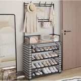 Suport multifunctional pentru incaltaminte cu cuier, negru, 171x80x30 cm, cu husa anti-praf - detaliu produs