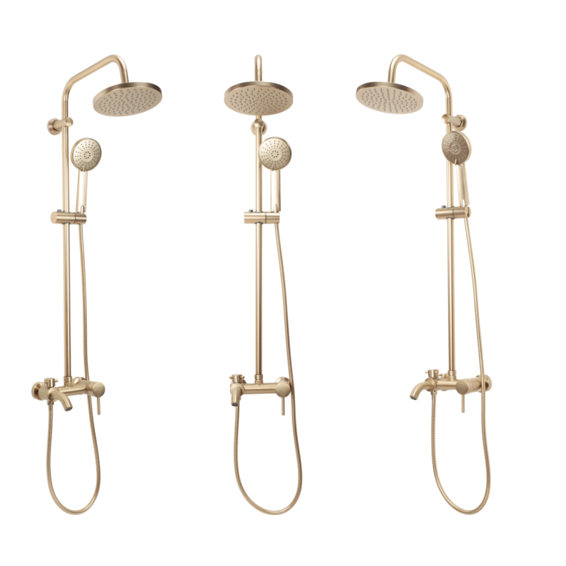 Coloana Dus Premium Gold Brush Efect Ploaie 3 Functii Baterie Monocomanda Perete - detaliu produs