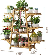 Raft pentru Plante din Lemn Bambus 5 Niveluri 100x50x150cm Suport Ghiveci - detaliu produs