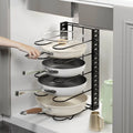 Suport Organizator Pentru Oale Tigai Si Capace Cu Separatoare Reglabile 40x20x5cm Negru