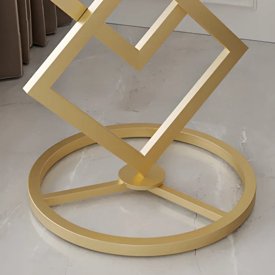 Masuta de cafea moderna cu blat tip marmura si cadru geometric metalic, design artistic, 40 x 58 cm