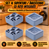 Universal Set 4 Picioare Inaltatoare Antiderapante cu Roti Integrate pentru Masina de Spalat Frigider Mobilier 7.5x4 cm Albastru - detaliu produs