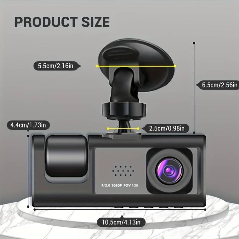 Camera auto tripla FullHD, 3 camere-fata/spate/interior, ecran 2'', G Senzor