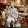 Statueta decorativa cuplu pe banca din rasina 20 cm
