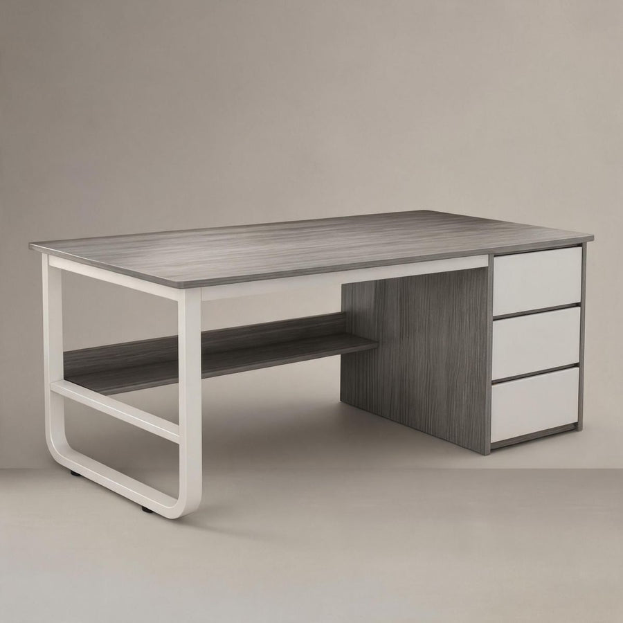 Birou minimalist alb cu rafturi - 160x60x73 cm, ideal pentru spații mici, lucru și studiu - detaliu produs