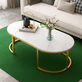 RESIGILAT - Masuta de cafea ovala, minimalista, design nordic, aspect marmura alba, 120 x 60 x 45 cm