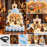 Decorațiune de Crăciun cu Sat de Iarnă, LED și Muzică, Polirășină, Multicolor – 27 cm - imagine principala