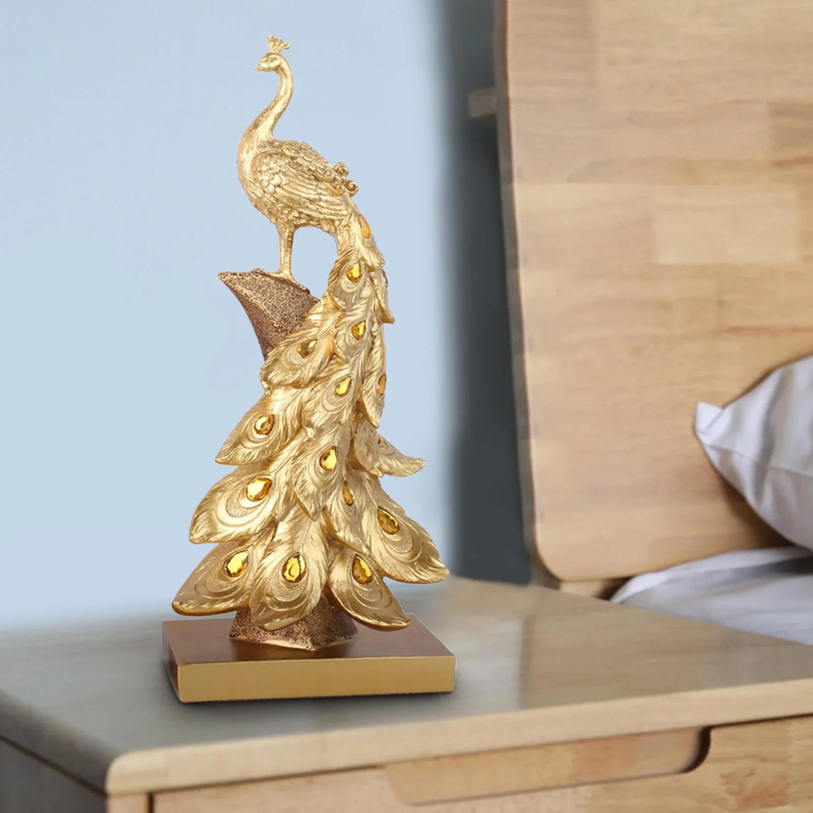 Statueta Decorativa Paun Elegant 40 cm din Rasina