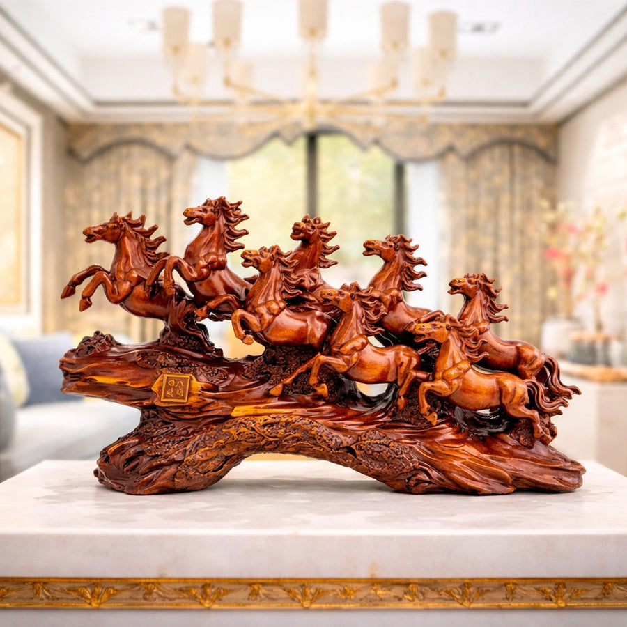 Statueta decorativa cai in alergare – rasina – design artistic premium 11 x 36 x 21 cm