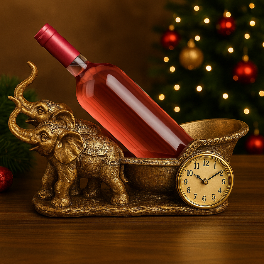 Suport Decorativ pentru Vin cu Ceas – Model Cai / Model Elefant