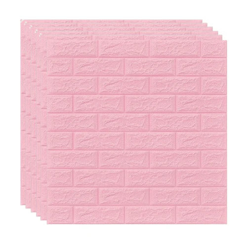 Tapet 3D caramida roz fucsia auto-adeziv pentru interior, 70 x 77 cm