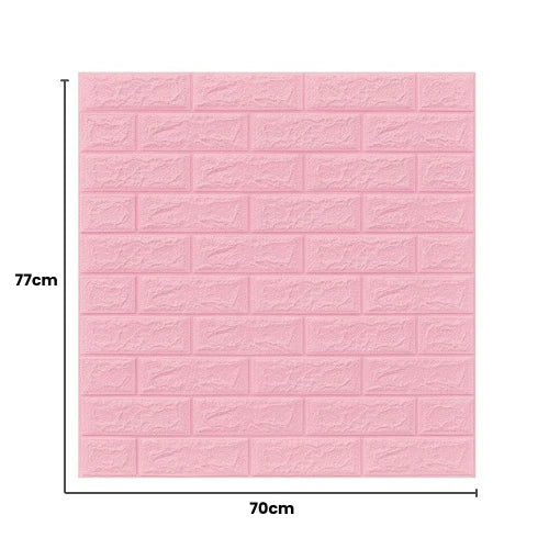 Tapet 3D caramida roz fucsia auto-adeziv pentru interior, 70 x 77 cm