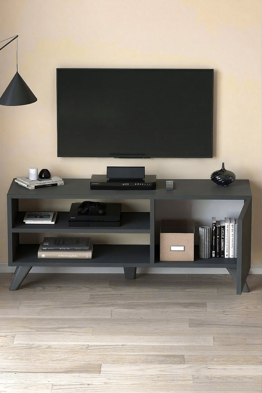 RESIGILAT - Comoda TV Malta, 100 cm, PAL 18 mm, cu usa si rafturi, stil scandinav