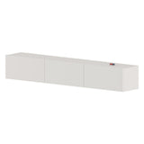 Comoda TV Marvel 180 cm, mobilier living, suport televizor mare pana la 75 inch, 2 usi rabatabile cu inchidere lina soft-close, PAL melaminat 18 mm clasa E1, pentru soundbar si consola jocuri, stil modern scandinav Alb - detaliu 5