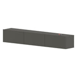 Comoda TV Marvel 180 cm, mobilier living, suport televizor mare pana la 75 inch, 2 usi rabatabile cu inchidere lina soft-close, PAL melaminat 18 mm clasa E1, pentru soundbar si consola jocuri, stil modern scandinav Antracit - detaliu 5