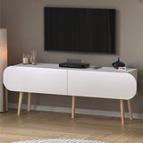 Comoda TV Sicily 120 cm, masa televizor, mobilier living cu 2 usi rabatabile push-to-open, PAL melaminat 18 mm clasa E1, suport TV pana la 55 inch, blat 50 kg, design stil modern scandinav Alb - vedere principala