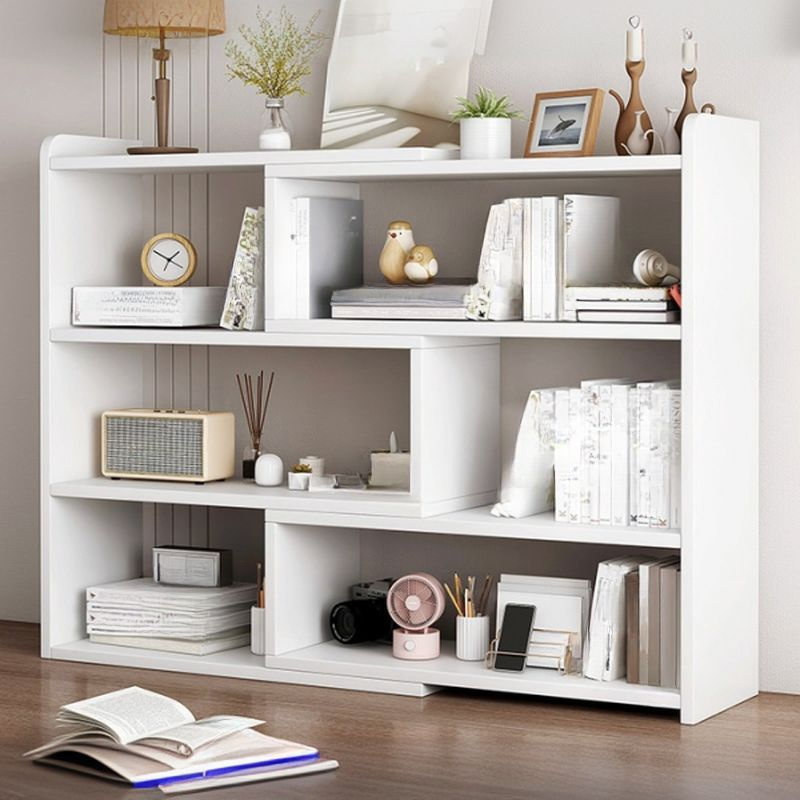 RESIGILAT - Biblioteca cu 6 compartimente, rotativa, cu lungime reglabila si extensibila, (60-120)×17×80cm, alb