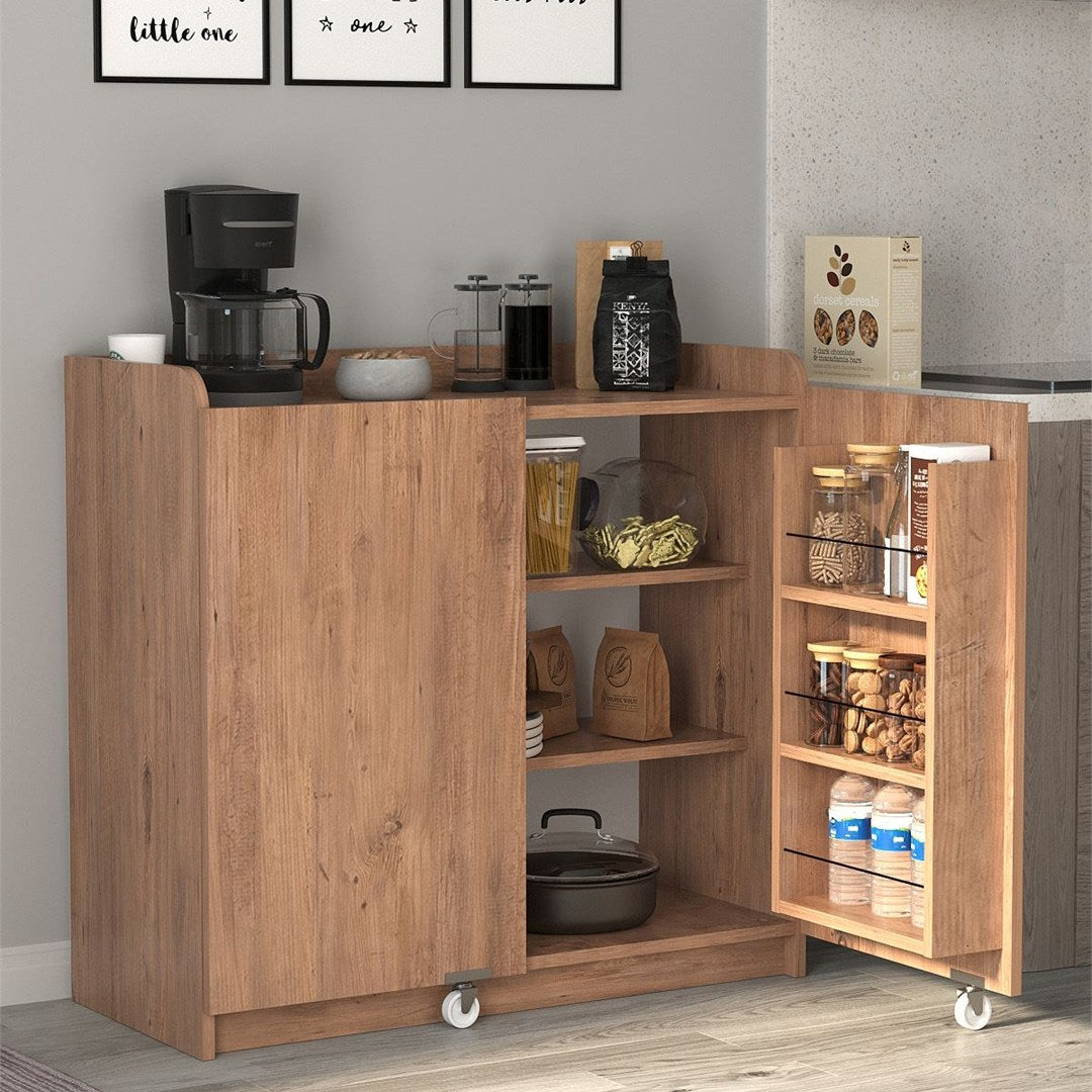 Dulap multfunctional cu roti si rafturi pe usa, 97,8 x 44,1 x 91,5 cm