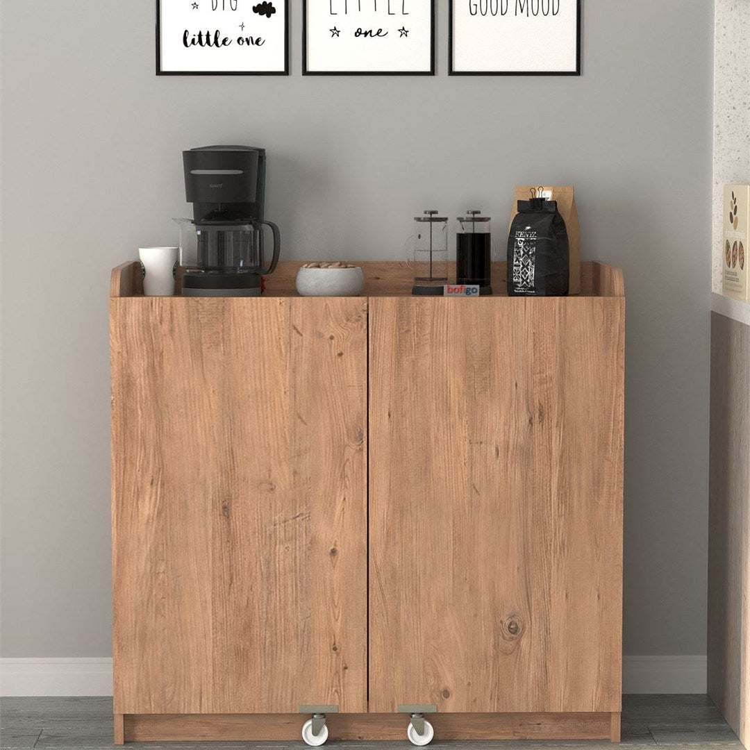 Dulap multfunctional cu roti si rafturi pe usa, 97,8 x 44,1 x 91,5 cm
