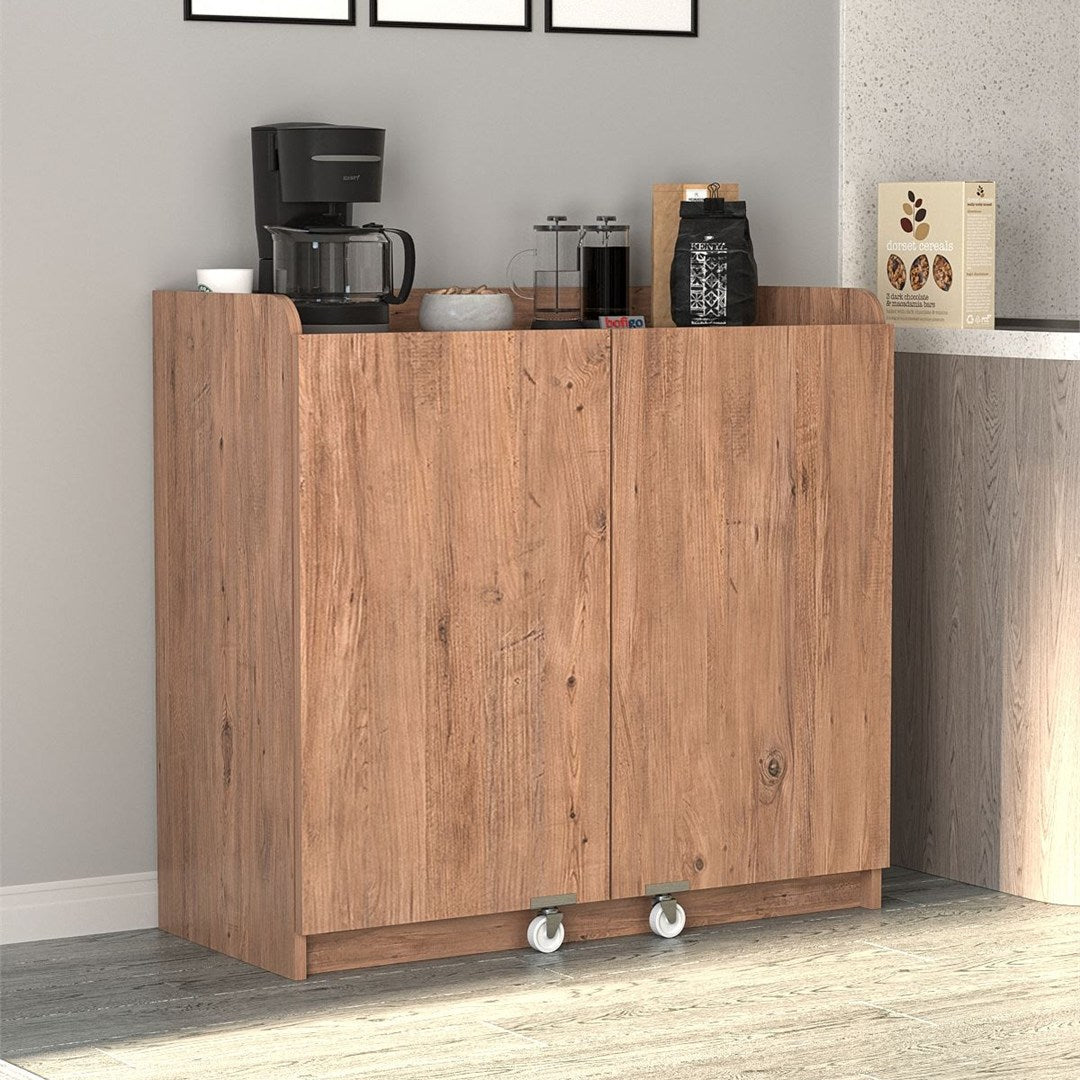 Dulap multfunctional cu roti si rafturi pe usa, 97,8 x 44,1 x 91,5 cm