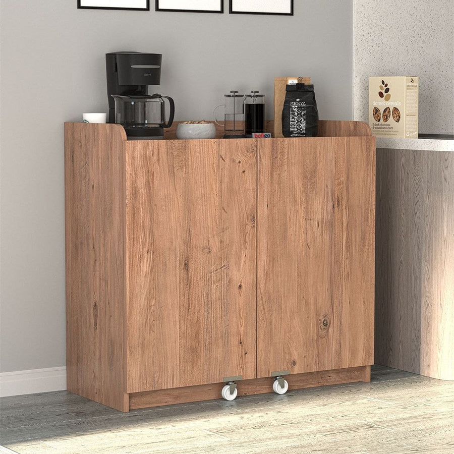 Dulap multfunctional cu roti si rafturi pe usa, 97,8 x 44,1 x 91,5 cm