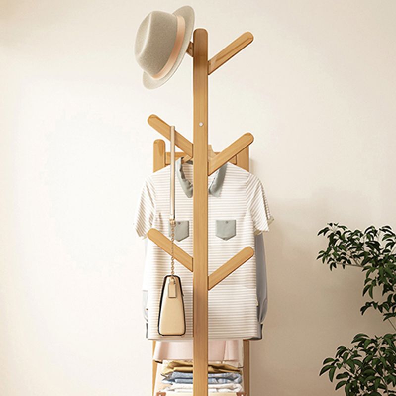 Cuier din bambus cu bară pentru haine și polițe de depozitare – design modern, 170x80x37 cm