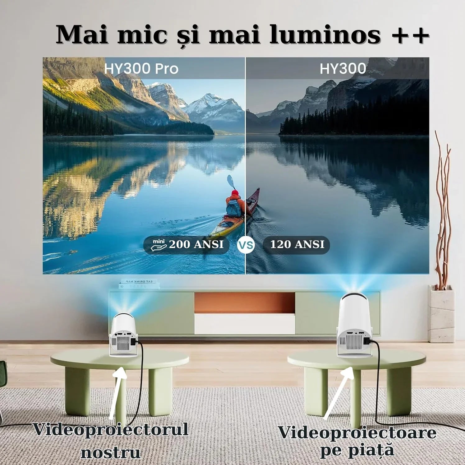 RESIGILAT - Videoproiector smart Magcubic HY300 Pro+ 4K, Android 11, WiFi 6, BT 5.4, Gamepad inclus