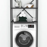 Organizator baie metalic multifunctional, raft baie cu 4-5 polite deschise 40 x 100 cm, cadru anti-rugina pentru bucatarie sau balcon, montaj rapid cu suruburi incluse, suporta obiecte grele, stil industrial modern Antracit - detaliu 2