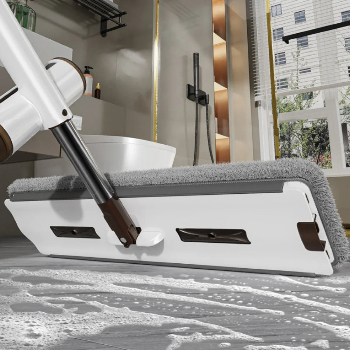 Set mop rotativ cu 2 lavete microfibra si lighean pliabil de 8 L