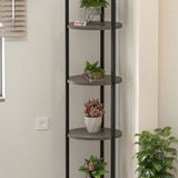 Suport flori si vase Lale cu 5 nivele, etajera decorativa pentru plante carti sau obiecte, cadru metalic + PAL melaminat 18 mm 40 x 160 cm, potrivita living balcon sau birou, stil modern scandinav Antracit - detaliu 2
