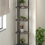 Suport flori si vase Lale cu 5 nivele, etajera decorativa pentru plante carti sau obiecte, cadru metalic + PAL melaminat 18 mm 40 x 160 cm, potrivita living balcon sau birou, stil modern scandinav Antracit - detaliu 3