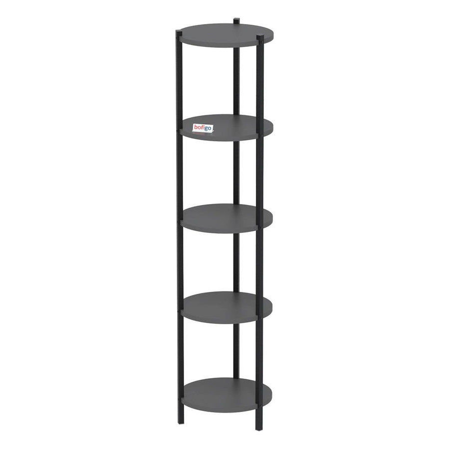 Suport flori si vase Lale cu 5 nivele, etajera decorativa pentru plante carti sau obiecte, cadru metalic + PAL melaminat 18 mm 40 x 160 cm, potrivita living balcon sau birou, stil modern scandinav Antracit - detaliu 5