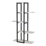 Suport flori Papatya multifunctional, etajera decorativa pentru ghivece si obiecte 40 x 120 cm, cadru metalic negru + rafturi PAL melaminat 18 mm, ideal pentru living balcon sau birou, stil industrial modern Alb - detaliu 6