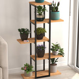 Suport flori Papatya multifunctional, etajera decorativa pentru ghivece si obiecte 40 x 120 cm, cadru metalic negru + rafturi PAL melaminat 18 mm, ideal pentru living balcon sau birou, stil industrial modern Alb - detaliu 7