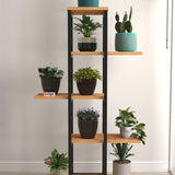Suport flori Papatya multifunctional, etajera decorativa pentru ghivece si obiecte 40 x 120 cm, cadru metalic negru + rafturi PAL melaminat 18 mm, ideal pentru living balcon sau birou, stil industrial modern Pin natur - detaliu 3
