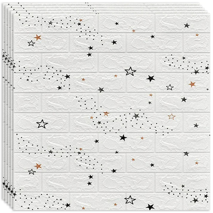 Tapet 3D caramida cu stelute auto-adeziv pentru interior, 70 x 77 cm