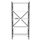 Biblioteca decorativa cu 5 rafturi, etajera metal si PAL, raft carti living sau birou 60 x 160 cm, cadru metalic stil industrial, polite PAL melaminat 18 mm clasa E1, montaj simplu, stil modern loft Alb - detaliu 6
