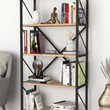 Biblioteca decorativa cu 5 rafturi, etajera metal si PAL, raft carti living sau birou 60 x 160 cm, cadru metalic stil industrial, polite PAL melaminat 18 mm clasa E1, montaj simplu, stil modern loft Alb - detaliu 8