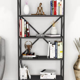 Biblioteca decorativa cu 5 rafturi, etajera metal si PAL, raft carti living sau birou 60 x 160 cm, cadru metalic stil industrial, polite PAL melaminat 18 mm clasa E1, montaj simplu, stil modern loft Antracit - detaliu 2