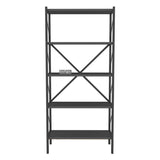 Biblioteca decorativa cu 5 rafturi, etajera metal si PAL, raft carti living sau birou 60 x 160 cm, cadru metalic stil industrial, polite PAL melaminat 18 mm clasa E1, montaj simplu, stil modern loft Antracit - detaliu 6