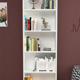 Biblioteca decorativa cu 5 rafturi din PAL, etajera carti 60 x 160 cm, structura integrala PAL melaminat 18 mm clasa E1, montaj rapid cu suruburi pre-gaurite, pentru birou living sau dormitor, stil clasic modern Alb - detaliu 3