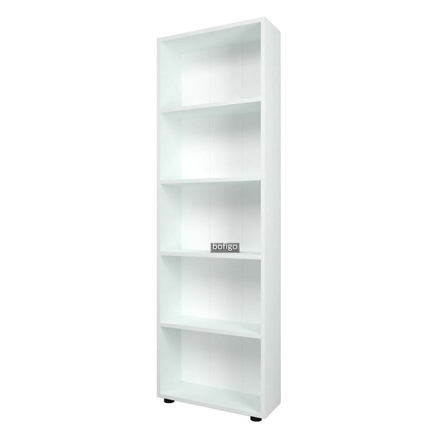 Biblioteca decorativa cu 5 rafturi din PAL, etajera carti 60 x 160 cm, structura integrala PAL melaminat 18 mm clasa E1, montaj rapid cu suruburi pre-gaurite, pentru birou living sau dormitor, stil clasic modern Alb - detaliu 6